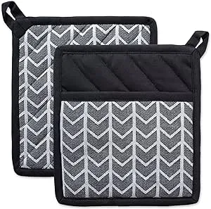 Black & White Herringbone Potholder (Set Of 2)