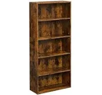 VASAGLE Bookshelf, 5-Tier Open Bookcase with Adjustable Storage Shelves, Floor Standing Unit, Rustic Brown ULBC165X01