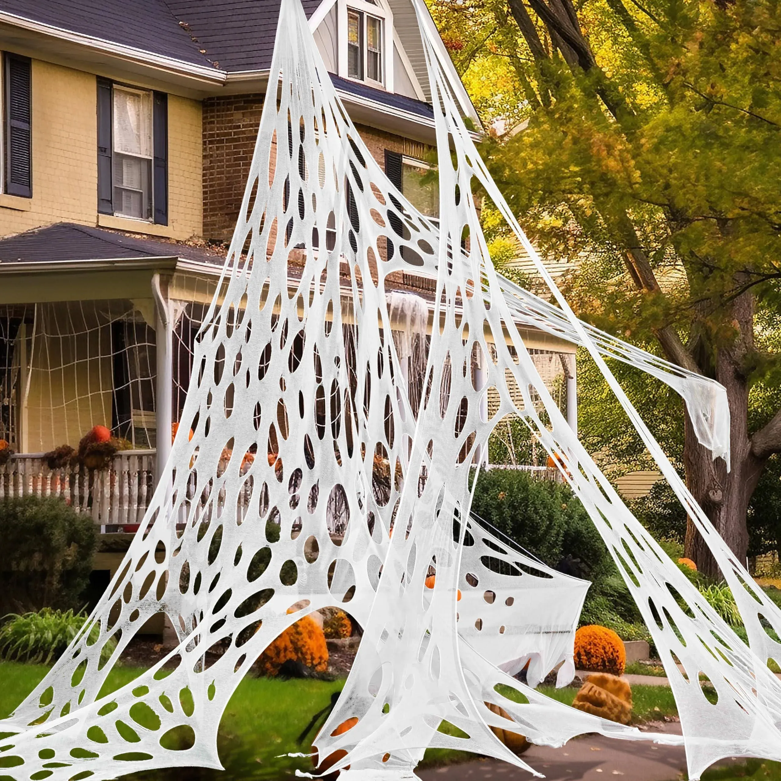 JOYIN 1000sqft Halloween Spider Web Outdoor Decoration, Giant Spider Cobwebs Halloween Decor Outside, DIY Stretchy Flexible Spiderweb Decor for Haunted House Halloween Party Decorations Supplies