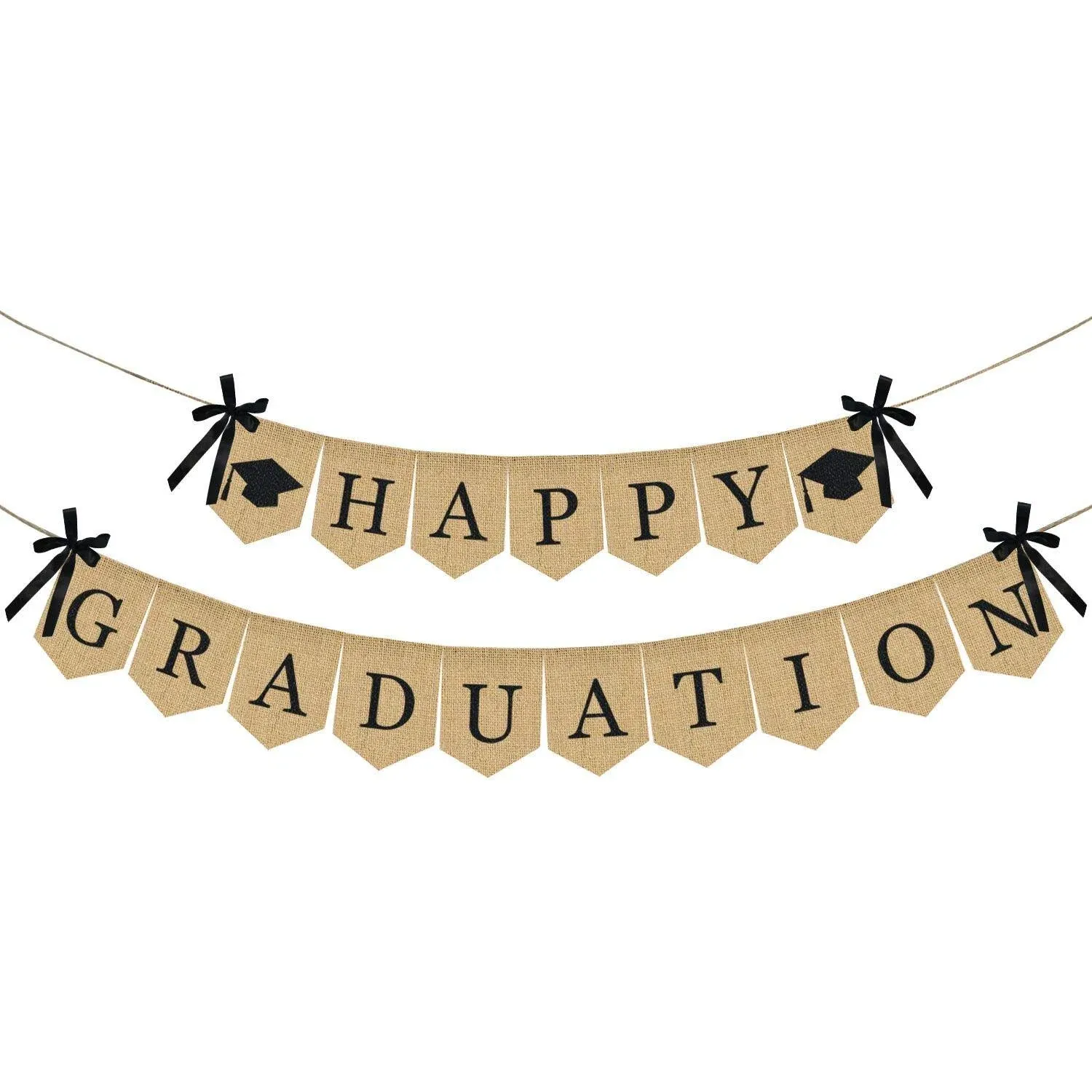 PartyProps Burlap Happy Graduation Banner