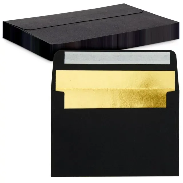 50-Pack Black and Gold 4x6 Envelopes