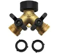 Heavy Duty Brass Garden Hose Splitter Y Valve 2 Way Connector