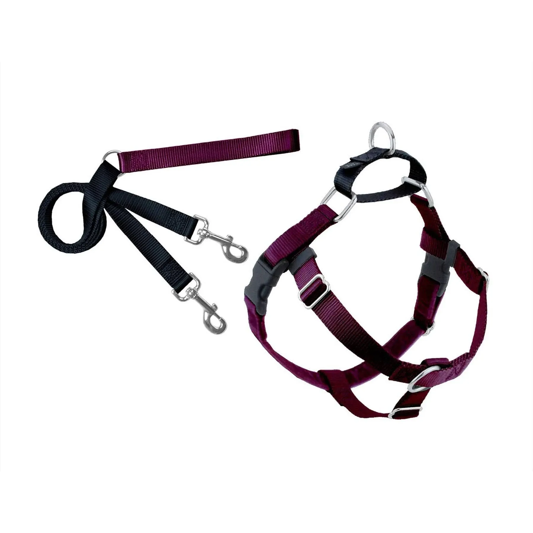 2 Hounds Design Freedom No Pull Dog Harness | Comfortable Control for Easy Walking |Adjustable Dog Harness and Leash Set | Small, Medium & Large Dogs | Made in USA | Solid Colors | 1" MD Burgundy