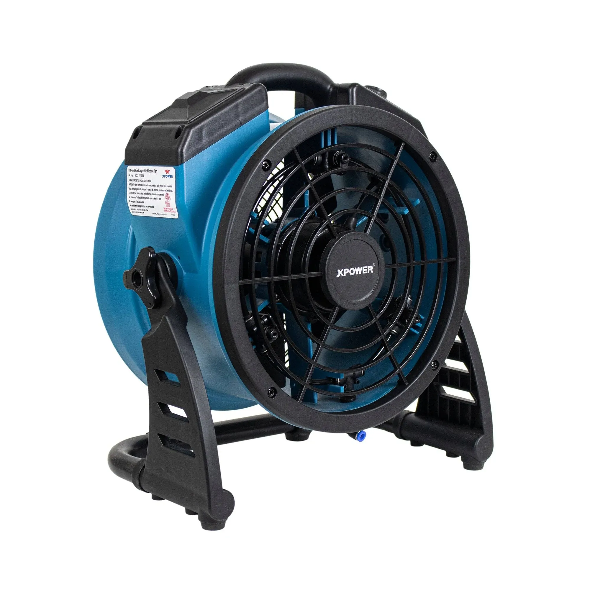 XPOWER Misting Fan Portable Battery Operated Rechargeable Cordless Variable Speed Air Circulator FM-65B