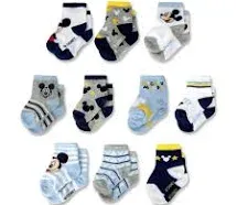 ABG Accessories Girls & Boys Minnie, Mickey Mouse, Baby Shark, Justice League 10-Pack Infant Sock 0-24 Months