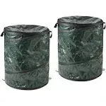 2-Pack Pop Up 44-Gallon Outdoor Garbage Cans With Zippered Lids