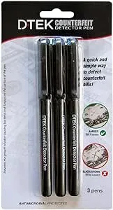 CONTROLTEK DTEK Counterfeit Detector Pen, Pack of 3