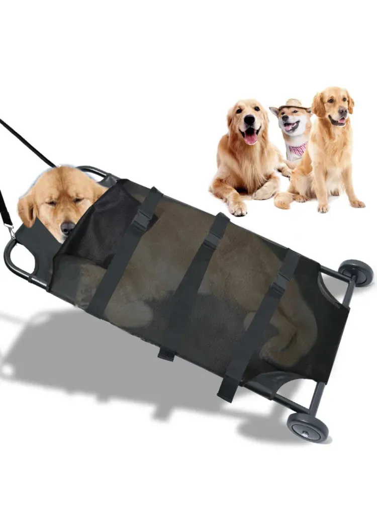 Max Loading 250lbs Large Dog Stretcher with Noiseless Wheels, 45x22 Inch Pet @A9