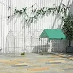 PawHut Outdoor Metal Small Animal Enclosure - Silver and Green