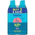 Coppertone Kids SPF 50 Sunscreen Spray, 5.5 oz Each, 2 Bottles - Brand NEW!