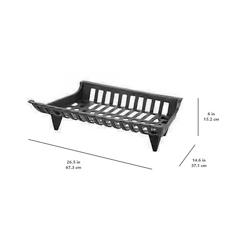 Pleasant Hearth Cast Iron Fireplace Grate, 27 in. x 14-5/8 in. x 6 in.