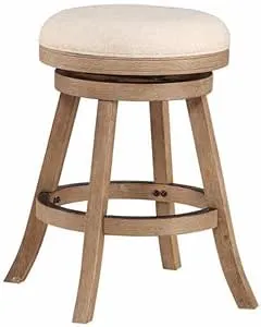 Boraam Fenton Counter Stool, 24-Inch, Driftwood Wire-Brush and Ivory