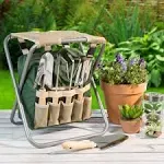 Pure Garden Folding Garden Stool With Tool Bag And 5 Tools Makes Yard Work