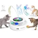 Cat Toys 3In1 Automatic Interactive Kitten Toy, Fluttering Butterfly, Moving Amb