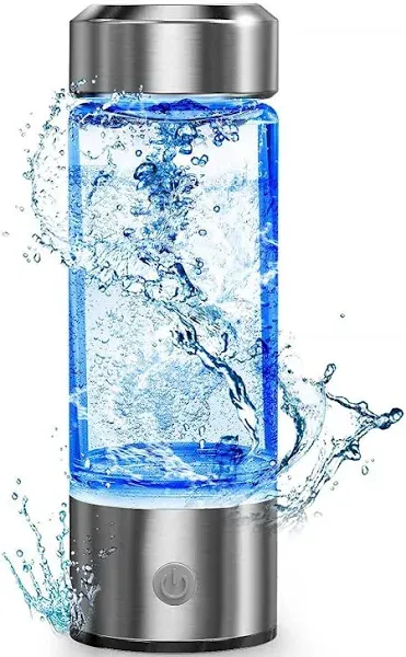 Hydrogen Water Bottle, Portable Hydrogen Water Ionizer Machine, Hydrogen Water Generator, Rechargeable Hydrogen Rich Water Glass Health Cup for Home Travel (Silvery)