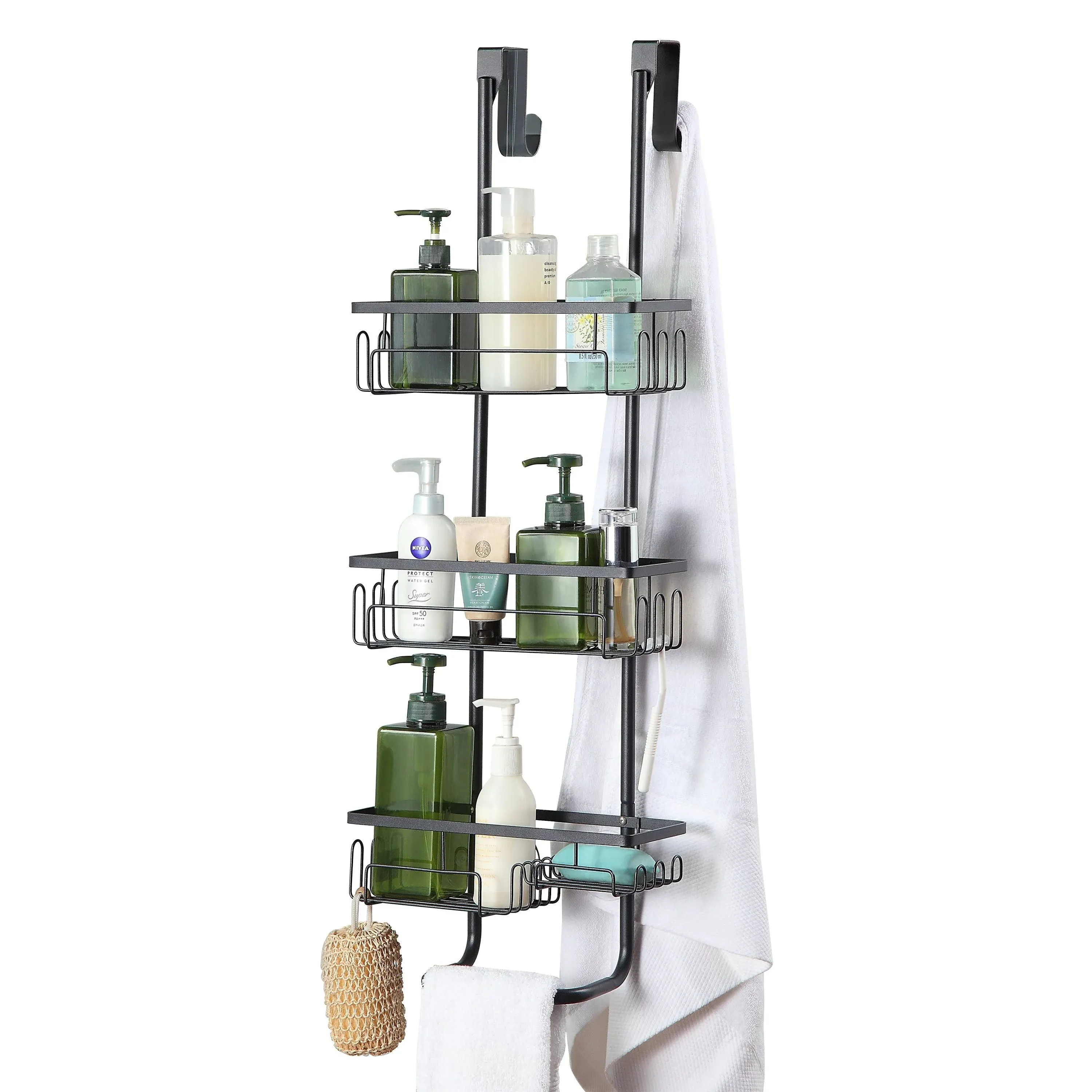 SunnyPoint Classic Metal Bathroom Shower Caddy, Over Door Hanging Storage Organizer Basket