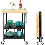 Origami Black Foldable Kitchen Island Cart