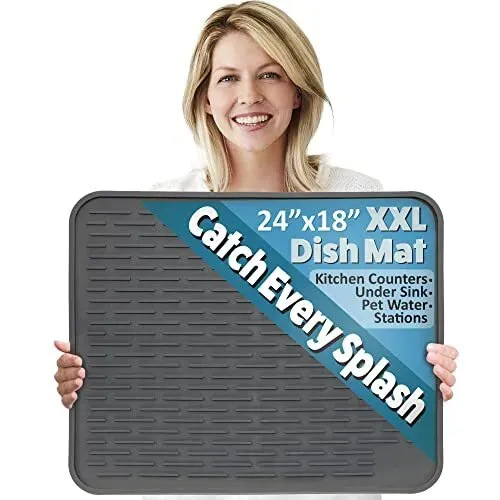 LISH 24" x 18" XXL Silicone Dish Drying Mat