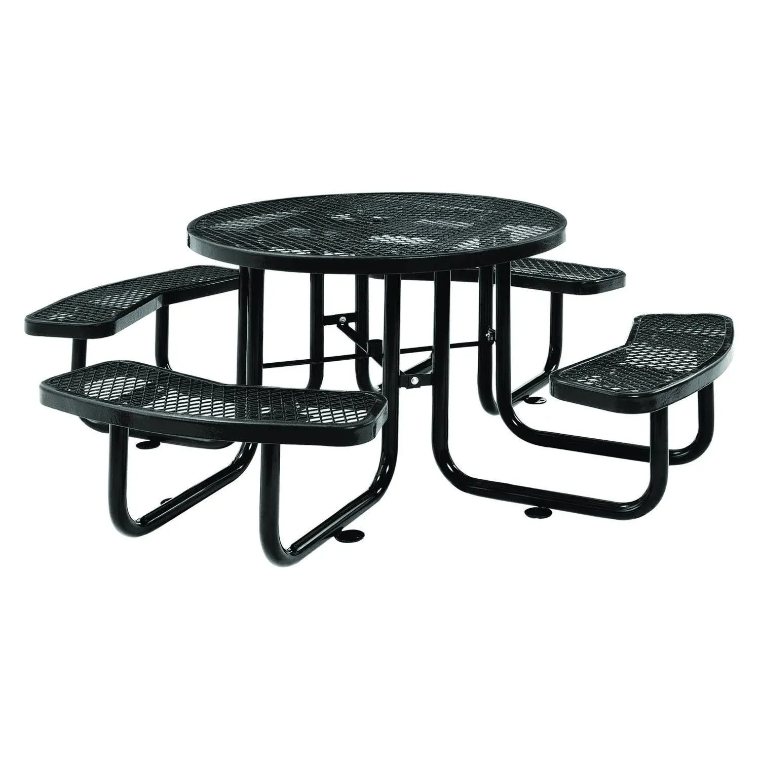 Global Industrial Expanded Steel Picnic Table Round 46" Dia x 29.5"h 277150