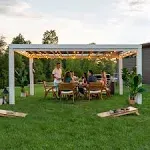 Backyard Discovery 16&#039; x 12&#039; Windham Modern Steel Pergola White N/A