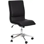 Flash Furniture Madigan Mid-Back Armless Swivel Task Office Chair with LeatherSoft & Adjustable Chrome Base Black