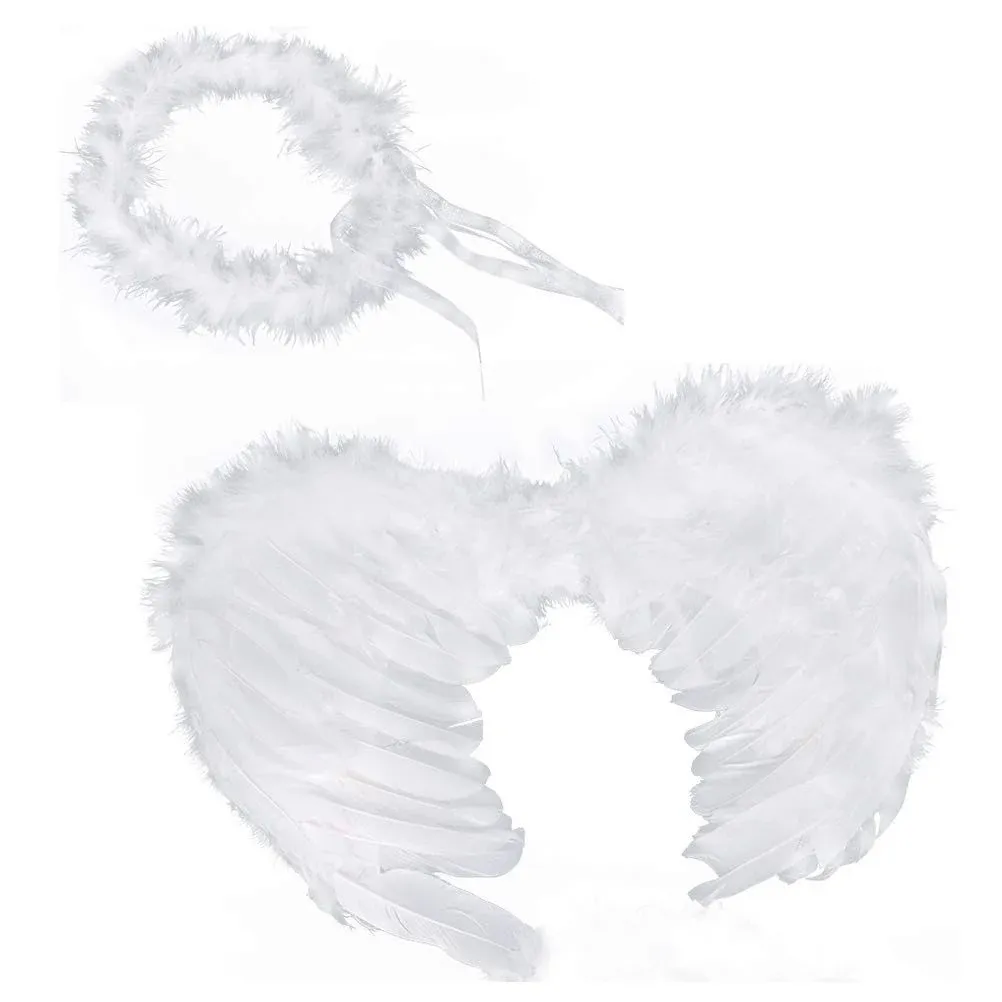 RUIZSH Angel Feather Wings and Halo Headband for Cosplay Party Costumes