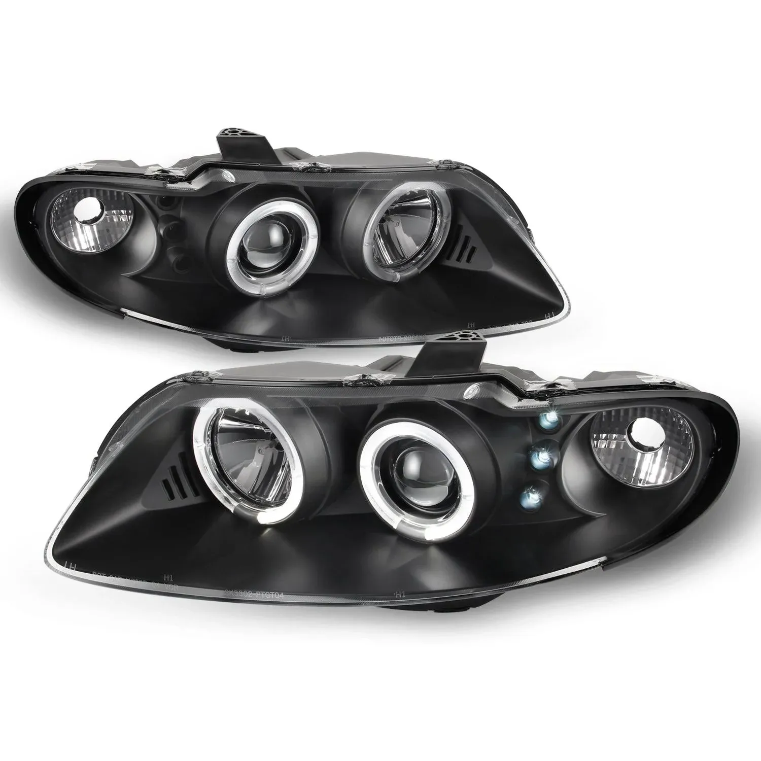 AKKON - for Pontiac GTO Black Bezel Dual Halo Ring Projector Replacement Headlights Front Lamps Left/Right Pair