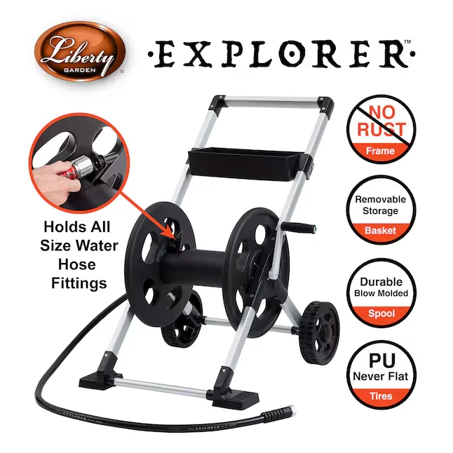 Liberty Garden Explorer Aluminum 250-ft Cart Hose Reel