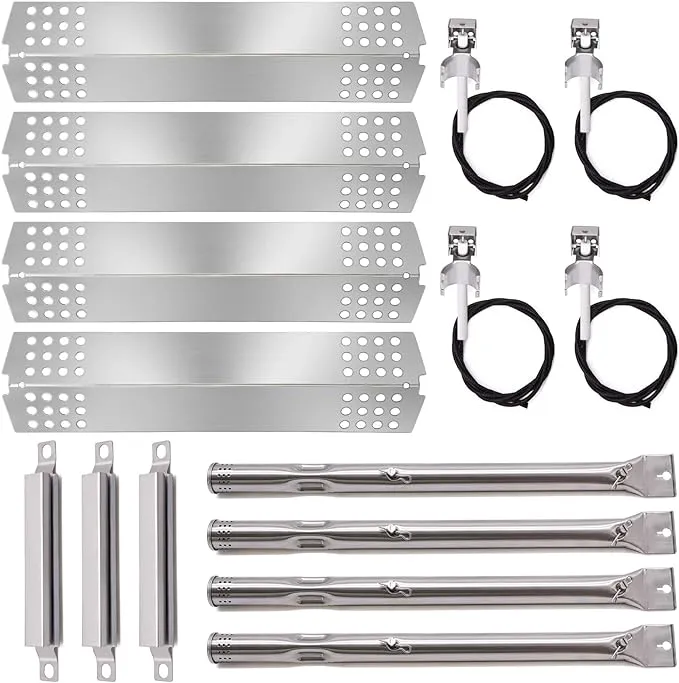 Grill Replacement Parts for Charbroil 463241113 463449914 4 Burner Gas Grill, Stainless Steel Heat Plate Shields, Crossover Tubes, Igniters and Grill Burner Parts for Charbroil 463449914