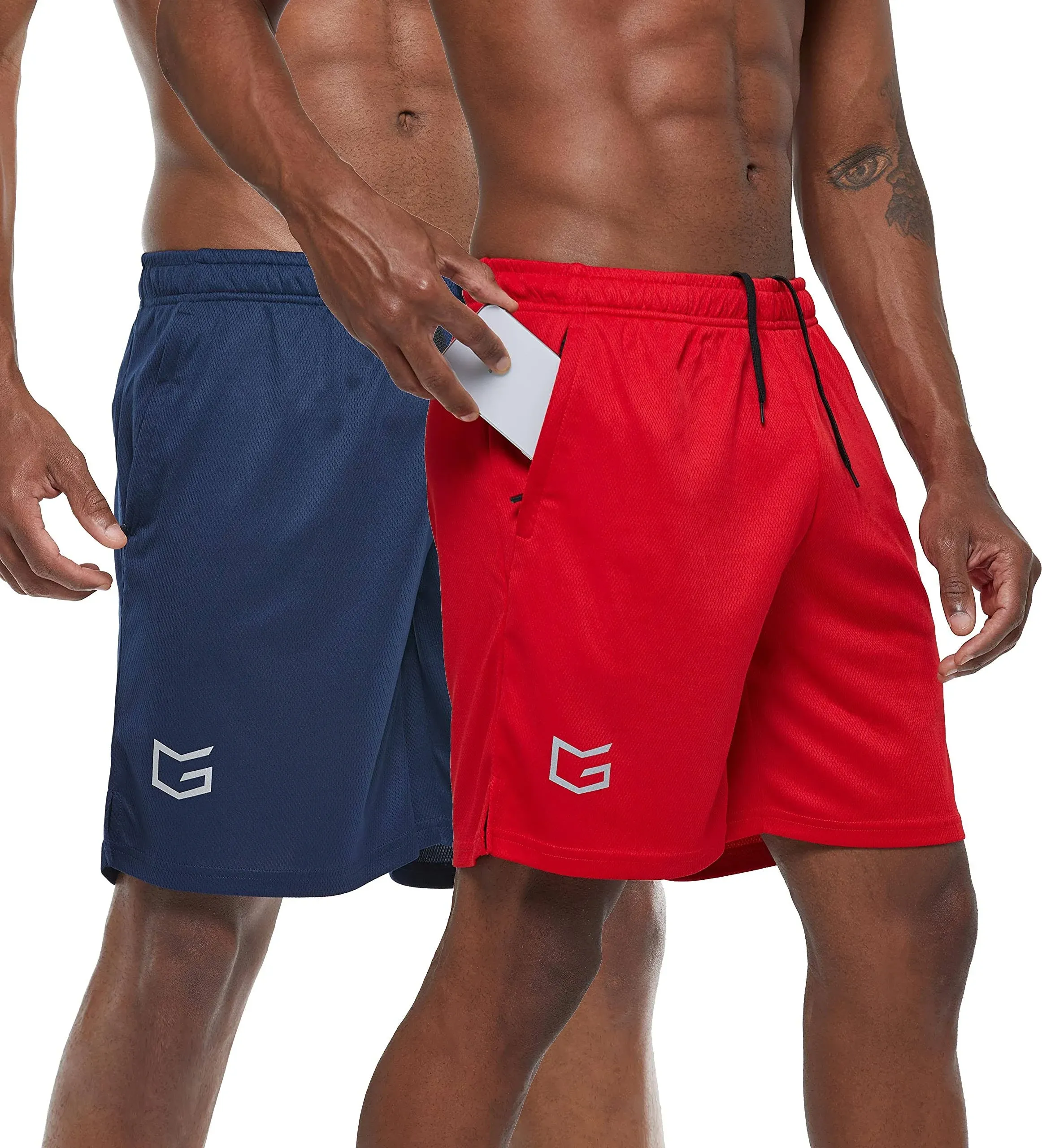 G Gradual Men's 7" Workout Running Shorts Quick Dry Lightweight Gym Shorts with Zip Pockets