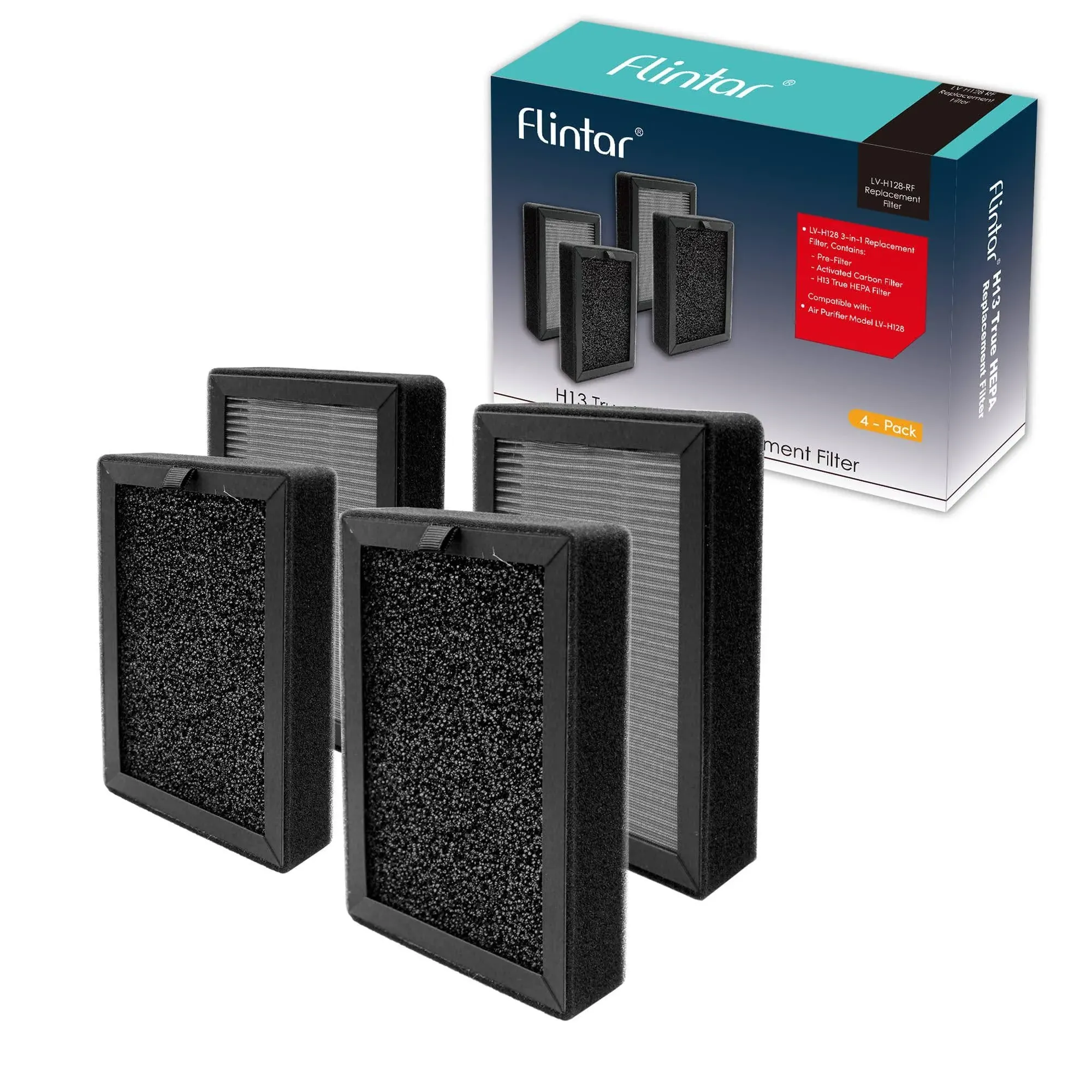 Flintar 4-Pack True HEPA Replacement Filter LV-H128-RF