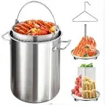 ARC 40QT Stainless Steel Stock pot 6-Piece For Seafood Boil Pot with Basket and Steamer Rack,Cookware for Crawfish Crab Shrimp Lobster Boiling Pot, Turkey Fryer Pot, Tamale Steamer Pot with Strainer