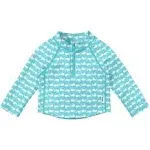 Green Sprouts - Long Sleeve Zip Rashguard Shirt, Aqua Whale Geo 24M