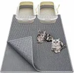 waretary Cat Litter Mat 36"x 30", Kitty Pretty Litter Box Trapping Mat, Extra Large XL Honeycomb Double Scatter Control Layer