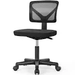 Sweetcrispy Armless Desk Chair Small Home Office Chair with Lumbar Support