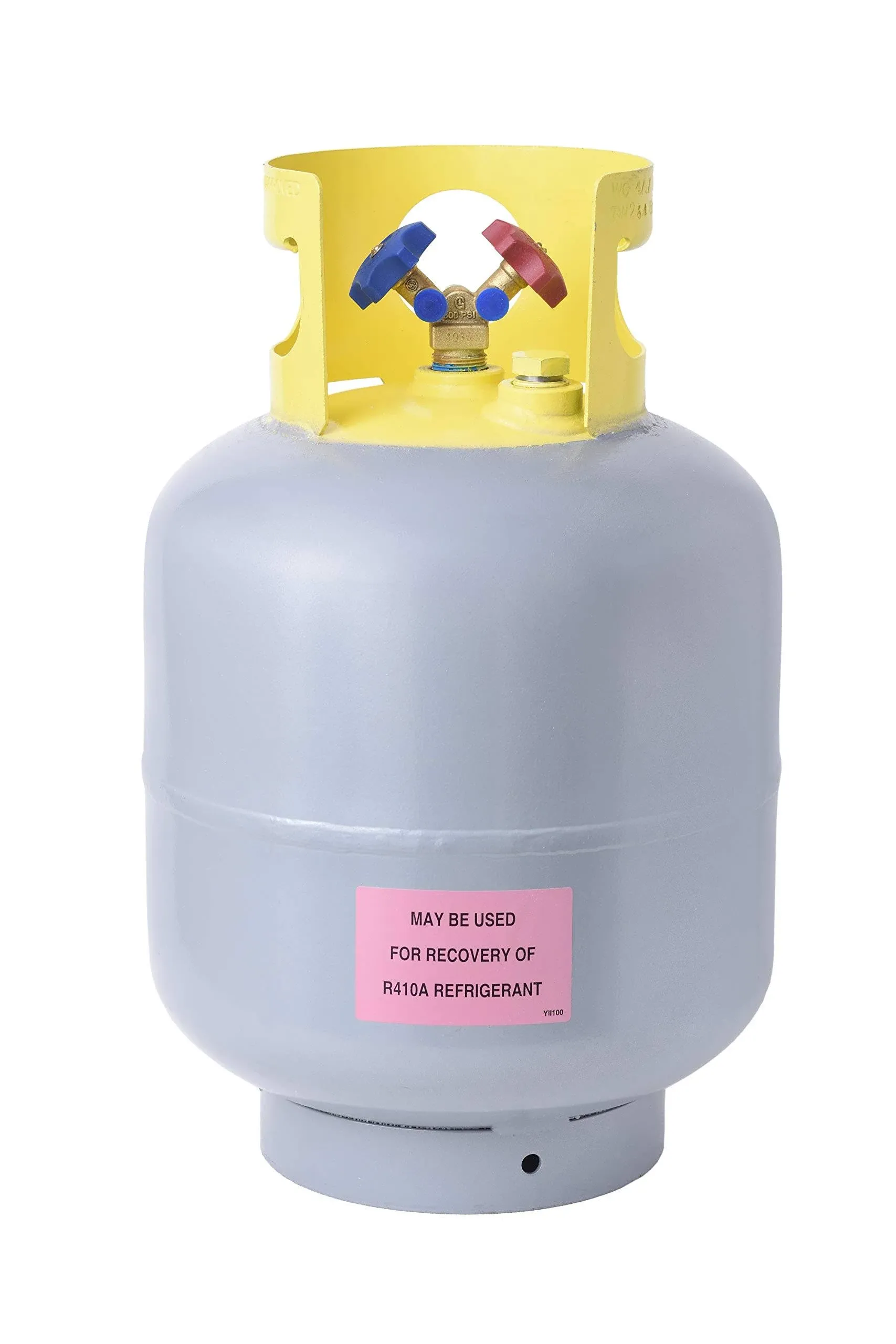 Flame King 50LB Pound Refrigerant Recovery Cylinder Tank, Y-Valve for Liquid/Vapor, Reusable - DOT Compliant - Gray