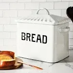 Creative Co-Op Distressed White Bread Box with Lid