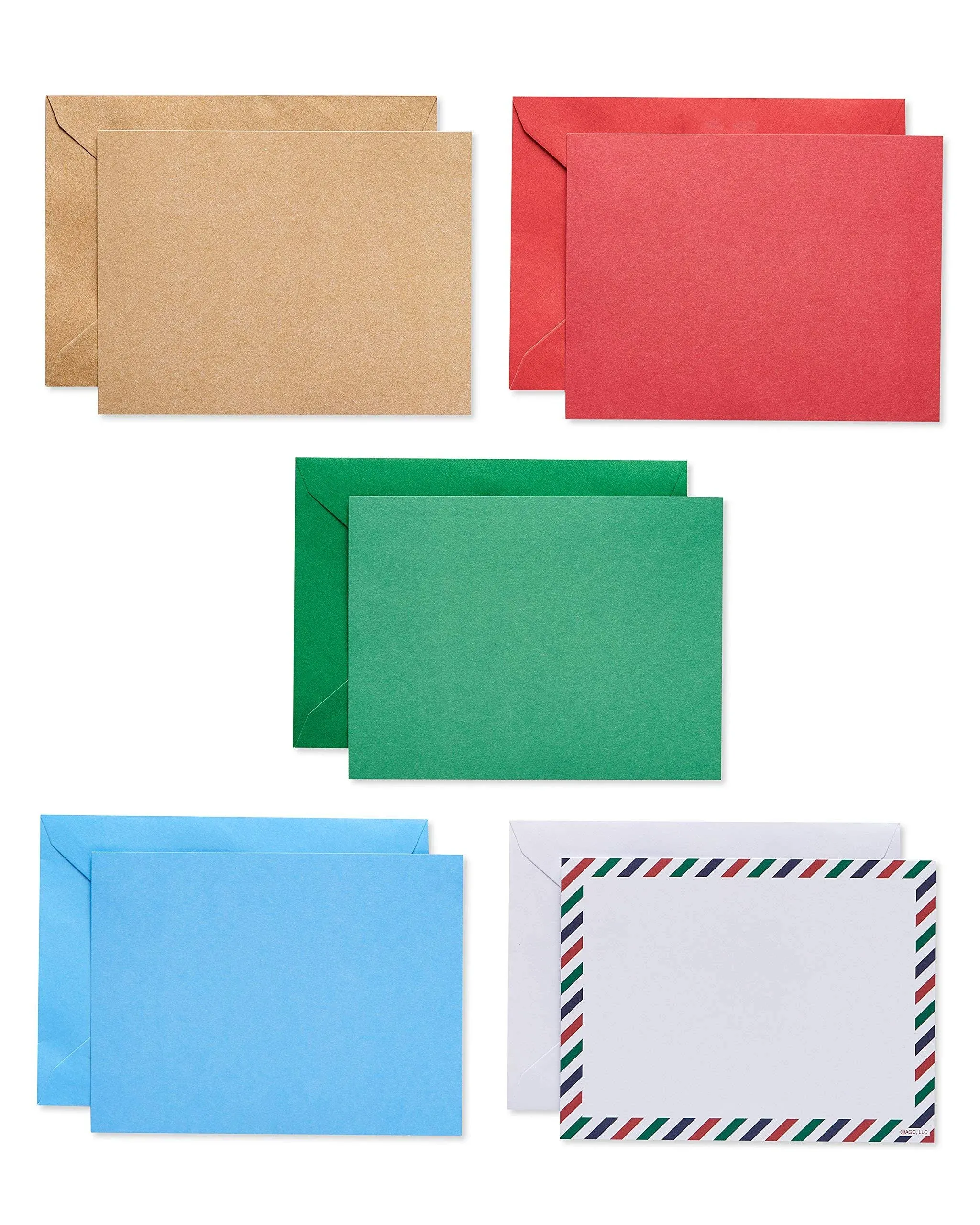  Blank Holiday Cards with Envelopes, Kraft, Red, Green and Blue Holiday Colors