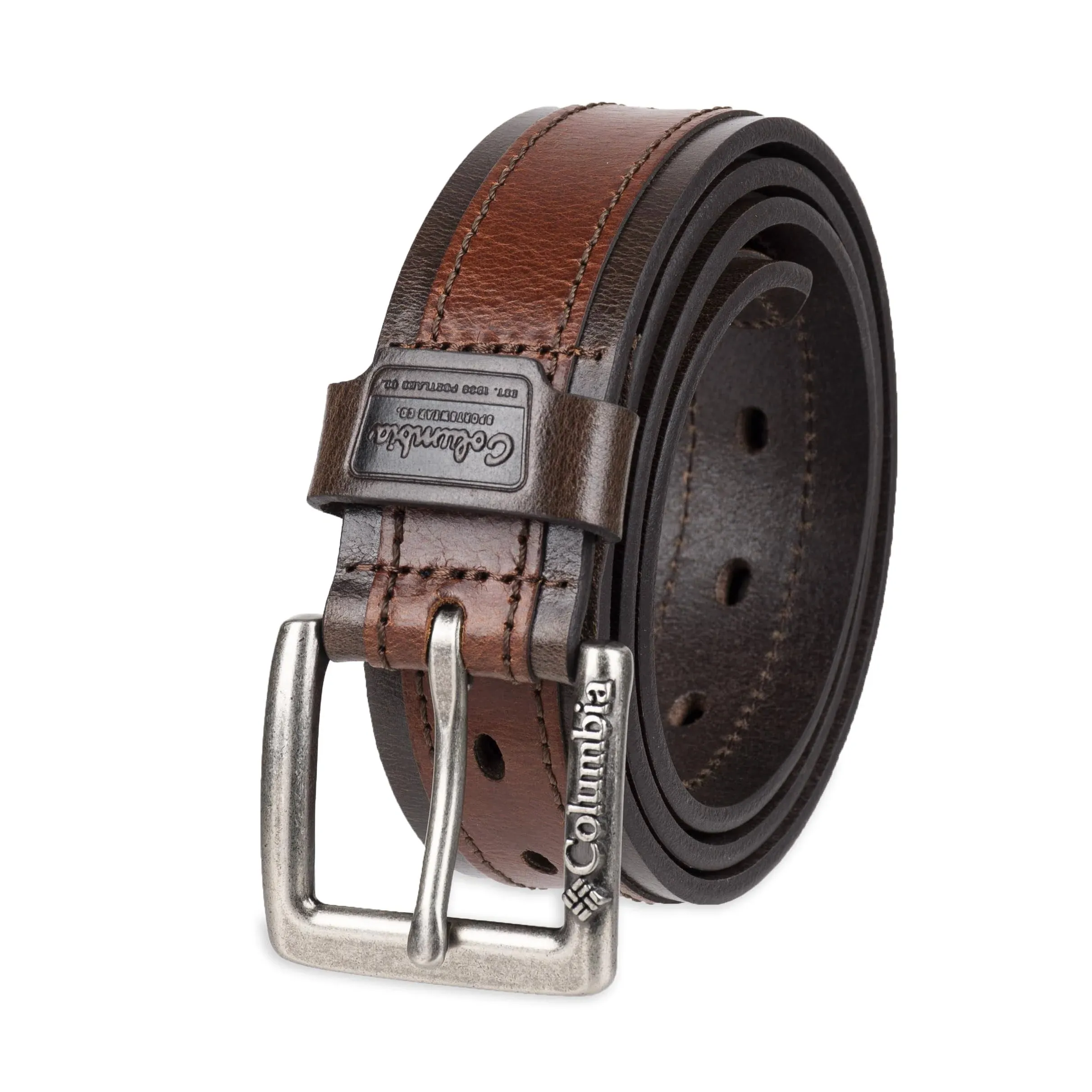 Columbia Men's Classic Logo Fully Adjustable Leather Belt