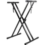 RockJam Xfinity Heavy-Duty, Double-X, Pre-Assembled, Infinitely Adjustable Piano Keyboard Stand with Locking Straps