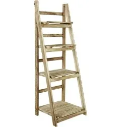 Babion 4 Tier Ladder Shelf Brown, Home Office Ladder Bookcase and 4 Tier Bookshelf, Wood Ladder Shelf and Multifunctional Ladder Bookcase Storage Rack