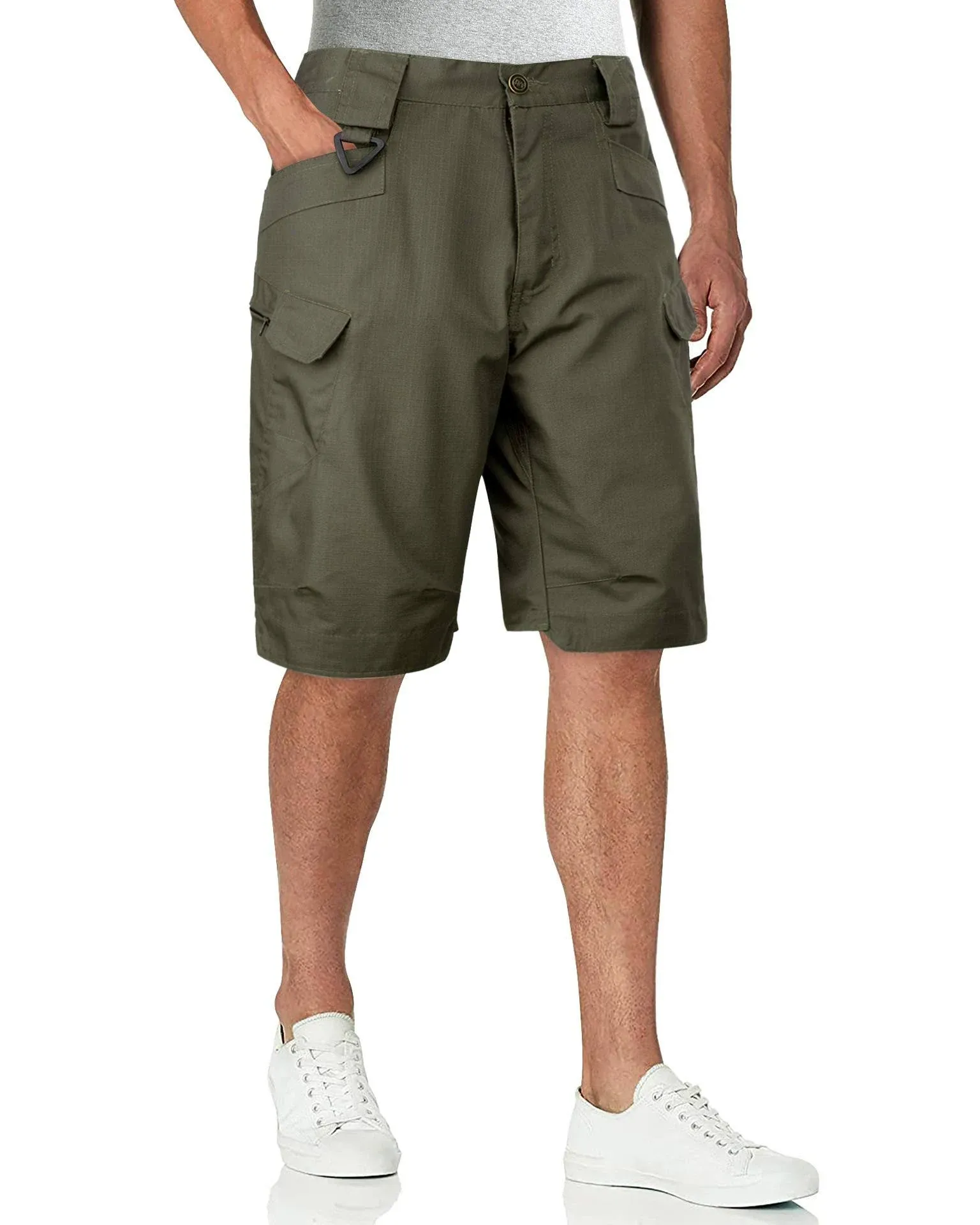 Alimens &amp; Gentle Men&#039;s Cargo Short Elastic Waist Multi-Pocket Outdoor Military T