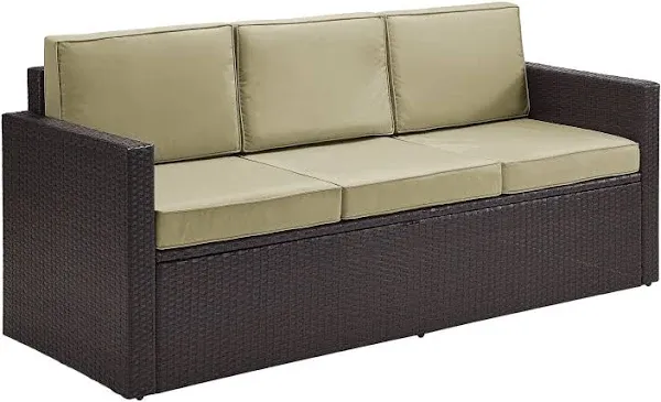 Crosley Furniture Palm Harbor Outdoor Wicker Sofa Sand