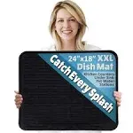 XXL Super Size Silicone Dish Drying Mat 60cm x 46cm - Large Drainer Mat and Trivet by LISH (Black)