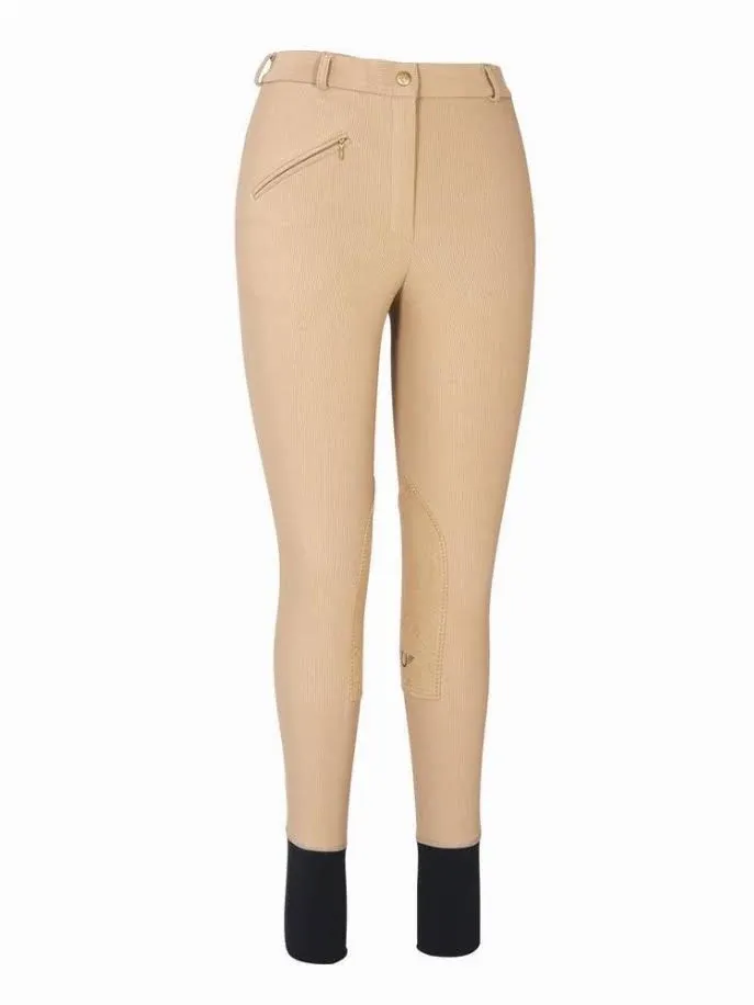 TuffRider Ladies Ribb Knee Patch Breeches, Light Tan / 34