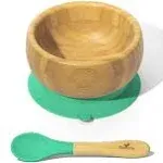 Avanchy - Bamboo Suction Baby Bowl + Spoon - Green