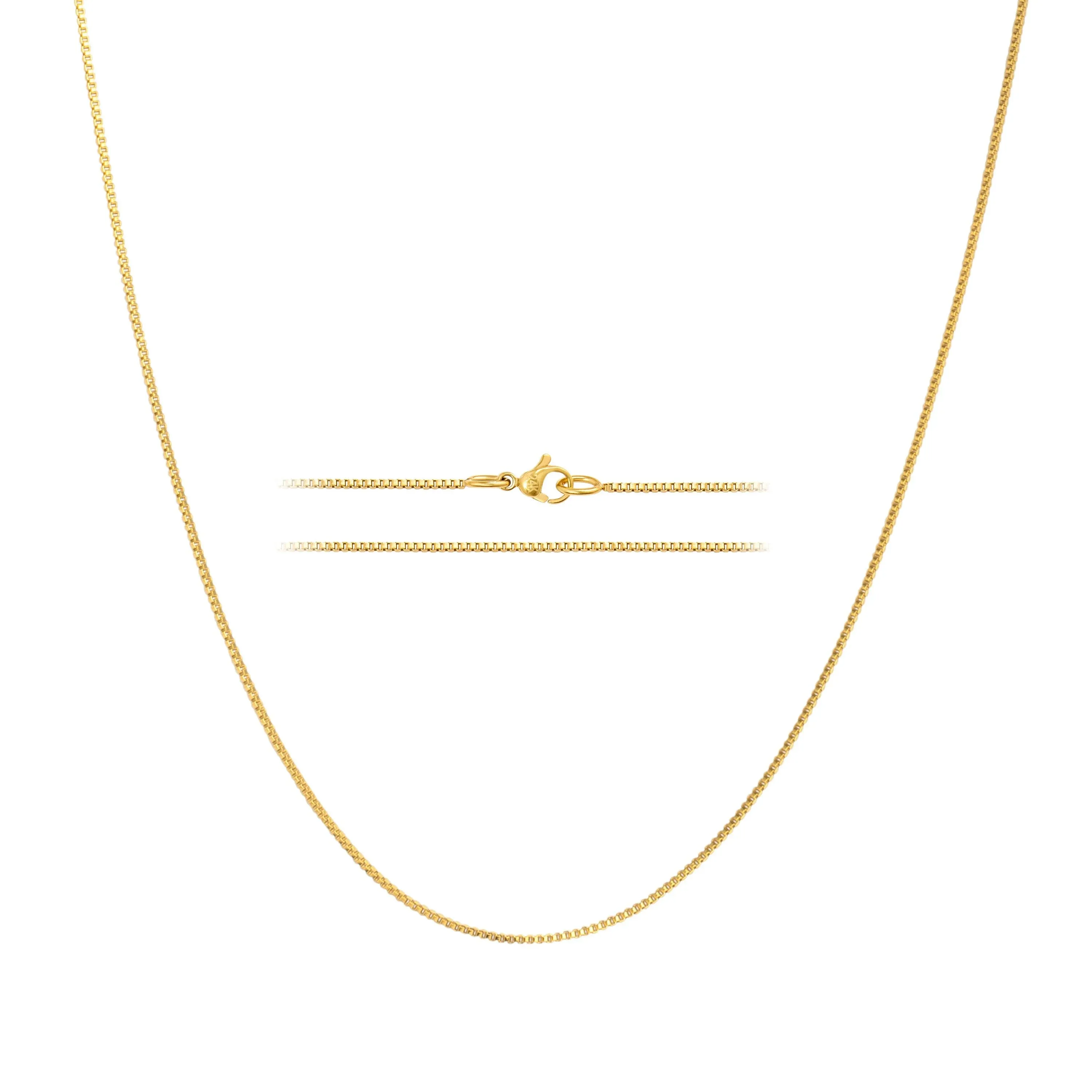 Kisper 24K Gold Box Chain Necklace