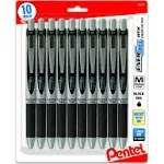 Pentel Energel 0.7 MM RTX Retractable Deluxe Liquid Gel Pen, Bulk Pack of 10 Bla