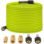 M Mingle Pressure Washer Hose 50 ft x 1/4 inch - Replacement Power Wash Hose with Quick Connect Kits - High Pressure Hose with M22 14mm Fittings -