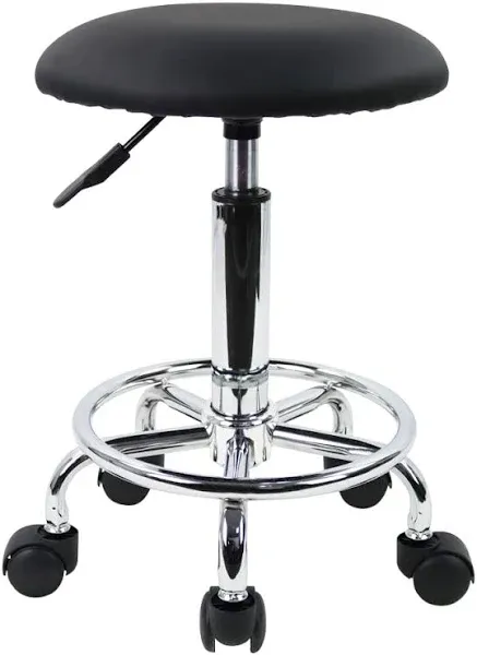 KKTONER Swivel Rolling Stool with Footrest Height Adjustable PU Leather Salon